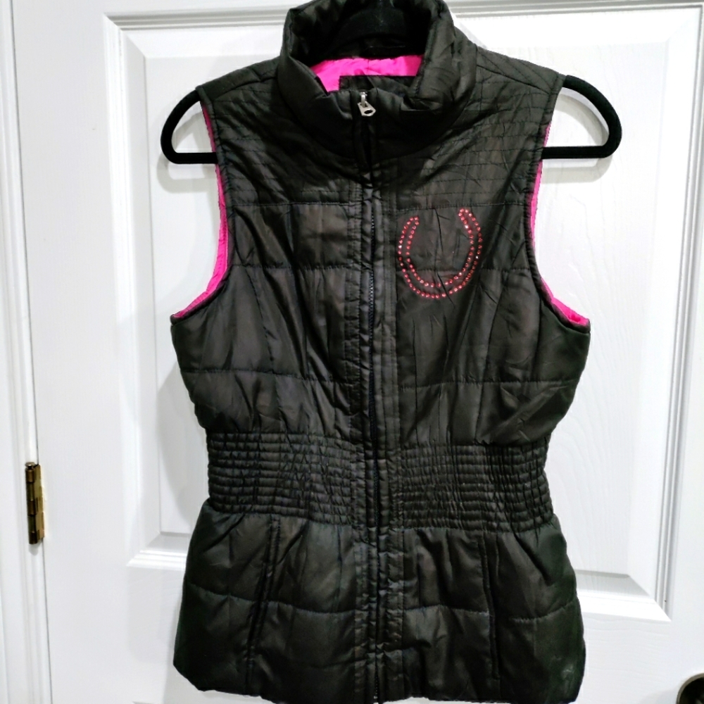 Outer Edge women's black pink puffer vest women's size Medium